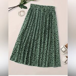 SHEIN Green Polka Dot Midi Skirt